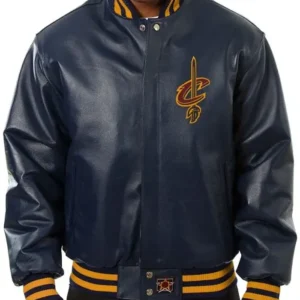 Cleveland Cavaliers Navy Bomber Leather Jacket