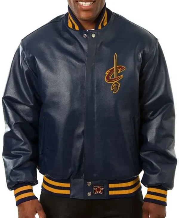 Cleveland Cavaliers Navy Bomber Leather Jacket