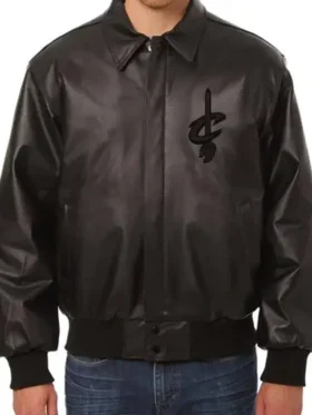 Cleveland Cavaliers Shirt Collar Black Leather Jacket