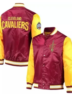 Cleveland Cavaliers Wine Gold Satin Varsity Jacket