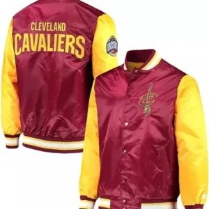 Cleveland Cavaliers Wine Gold Satin Varsity Jacket
