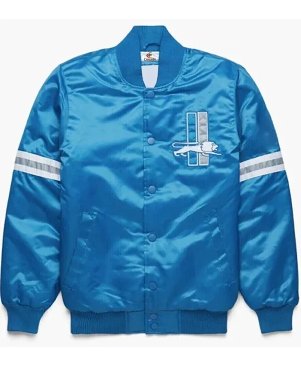 Colt Detroit Lions 80s Sky Blue Satin Varsity Jacket