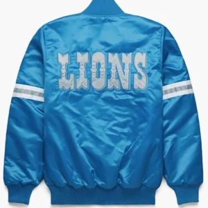 Colt Detroit Lions 80s Sky Blue Satin Varsity Jacket Back