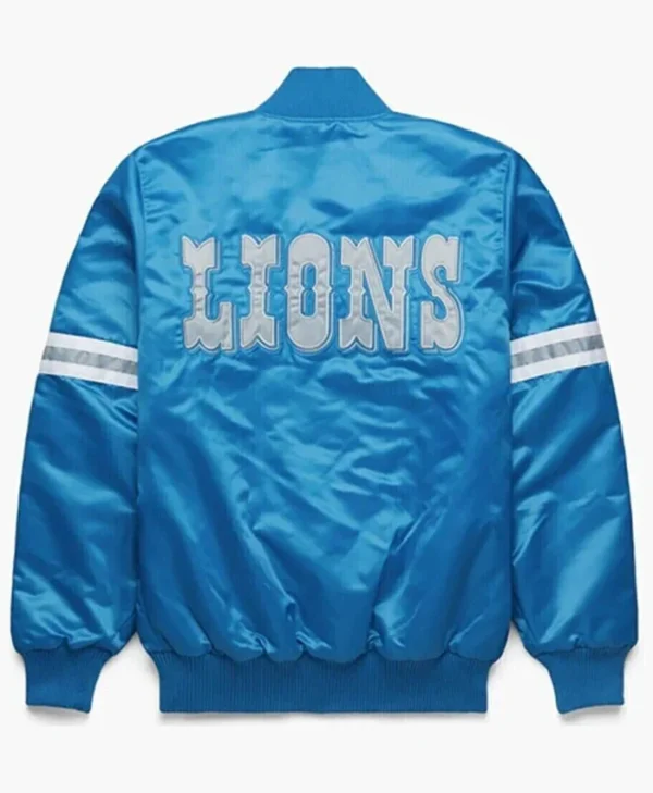 Colt Detroit Lions 80s Sky Blue Satin Varsity Jacket Back