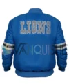 Colt Detroit Lions 80s Sky Blue Satin Varsity Jacket back