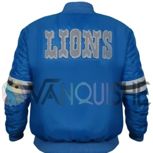 Colt Detroit Lions 80s Sky Blue Satin Varsity Jacket back