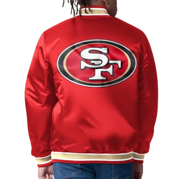 Colton San Francisco 49ers Red Satin Jacket Back