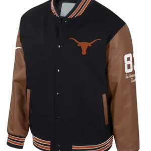 Cooper Texas Longhorns Black And Brown Letterman Jacket