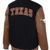 Cooper Texas Longhorns Black And Brown Letterman Jacket Back