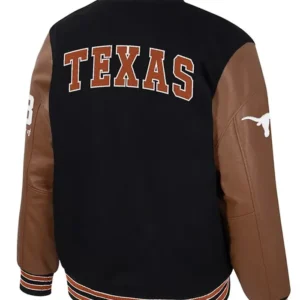 Cooper Texas Longhorns Black And Brown Letterman Jacket Back