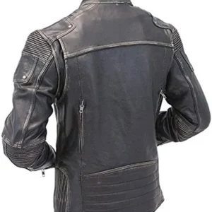 Delgado Cafe Racer Leather Biker Jacket Back