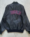 Detroit Pistons Black Leather Zipper Bomber Jacket Back