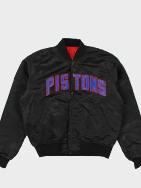 Detroit Pistons Black Vintage Bomber Jacket