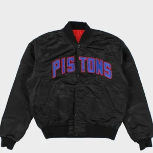 Detroit Pistons Black Vintage Bomber Jacket
