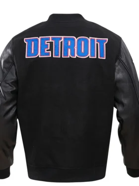 Detroit Pistons Black Wool Varsity Jacket Back