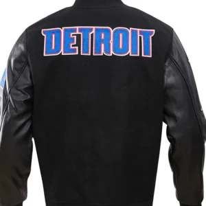 Detroit Pistons Black Wool Varsity Jacket Back