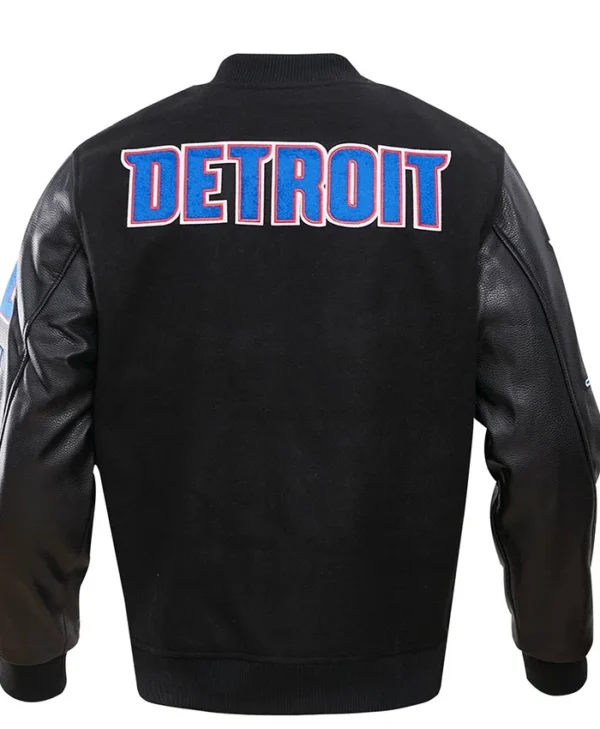 Detroit Pistons Black Wool Varsity Jacket Back