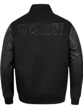 Detroit Pistons Leather Bomber Jacket Back