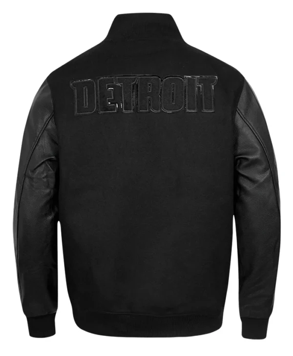 Detroit Pistons Leather Bomber Jacket Back