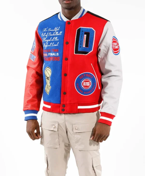Detroit Pistons Letterman Full Snap Varsity Jacket