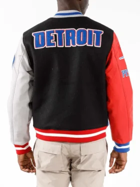 Detroit Pistons Letterman Full Snap Varsity Jacket Back
