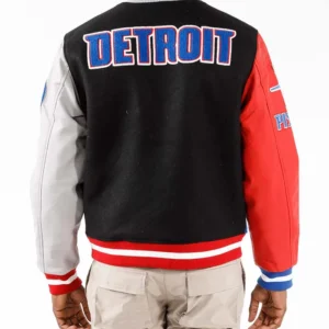 Detroit Pistons Letterman Full Snap Varsity Jacket Back
