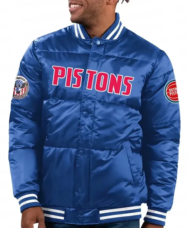 Detroit Pistons Navy Blue Bomber Jacket