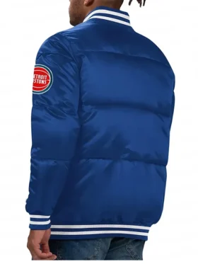 Detroit Pistons Navy Blue Bomber Jacket Back