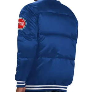 Detroit Pistons Navy Blue Bomber Jacket Back