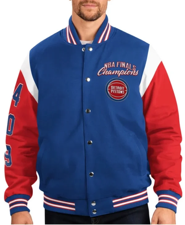 Detroit Pistons Red And Blue Championship Bomber Jacket