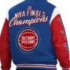 Detroit Pistons Red And Blue Championship Bomber Jacket Back