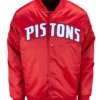 Detroit Pistons Red Bomber Satin Jacket