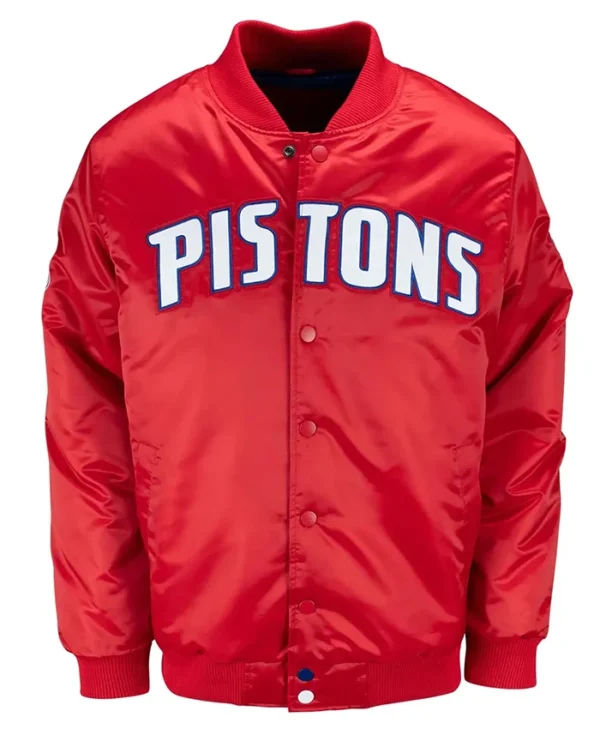 Detroit Pistons Red Bomber Satin Jacket