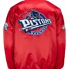 Detroit Pistons Red Bomber Satin Jacket Back