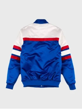 Detroit Pistons Satin Full Snap Bomber Jacket Back