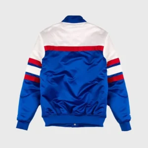 Detroit Pistons Satin Full Snap Bomber Jacket Back