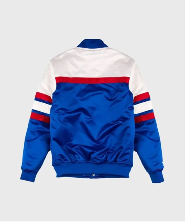 Detroit Pistons Satin Full Snap Bomber Jacket Back