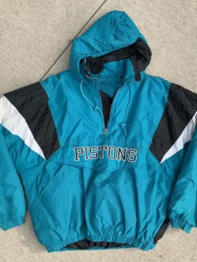 Detroit Pistons Starter Blue Bomber Hooded Jacket