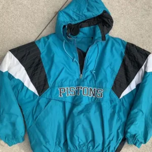 Detroit Pistons Starter Blue Bomber Hooded Jacket