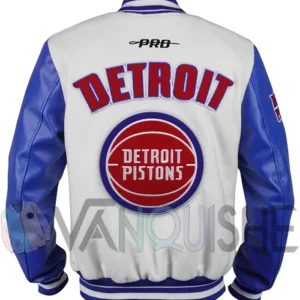 Detroit Pistons Varsity White and Blue Wool Jacket