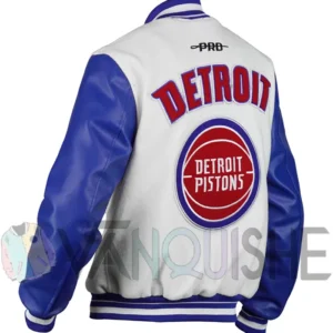 Detroit Pistons Varsity White and Blue Wool Jacket