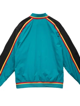 Detroit Pistons Vintage Blue Bomber Zipper Jacket Back