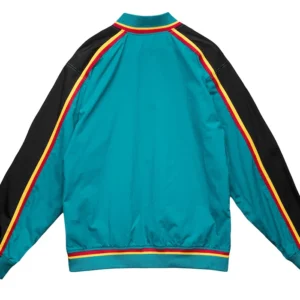 Detroit Pistons Vintage Blue Bomber Zipper Jacket Back