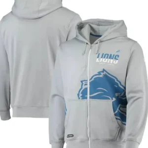 Devyn Friesen Detroit Lions Grey Full Zip Hooded Jacket