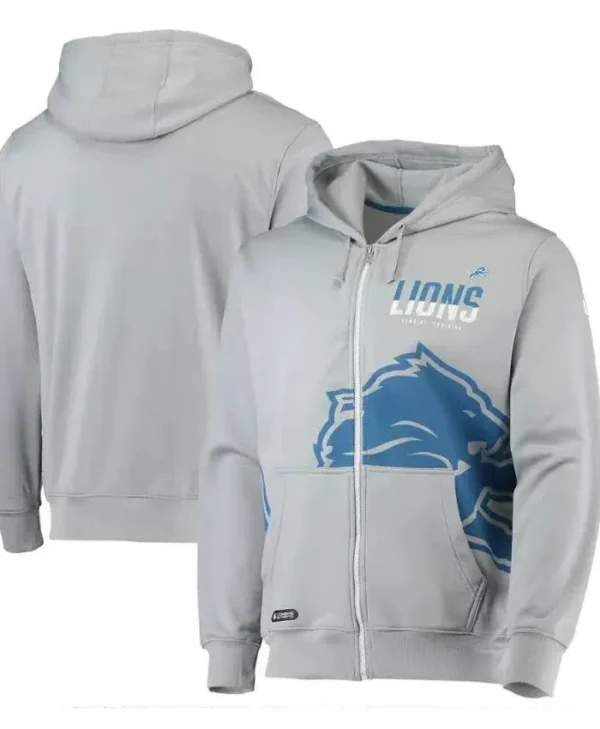 Devyn Friesen Detroit Lions Grey Full Zip Hooded Jacket