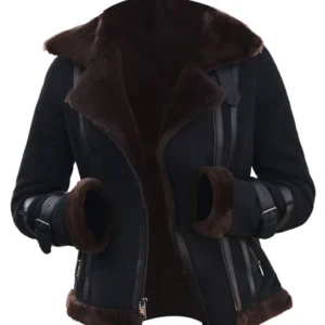 Diane Shearling Fur Bomber Suede Leather Jacket