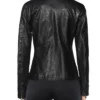 Dominguez Women Black Leather Zipper Jacket Back