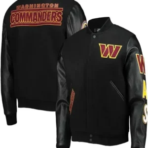 Dusty Washington Commanders Black Wool Varsity Jacket