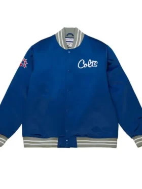 Dwight Cronin Indianapolis Colts Blue Satin Varsity Jacket