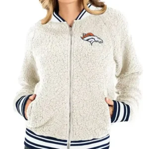 Elian Denver Broncos White Sherpa Bomber Jacket